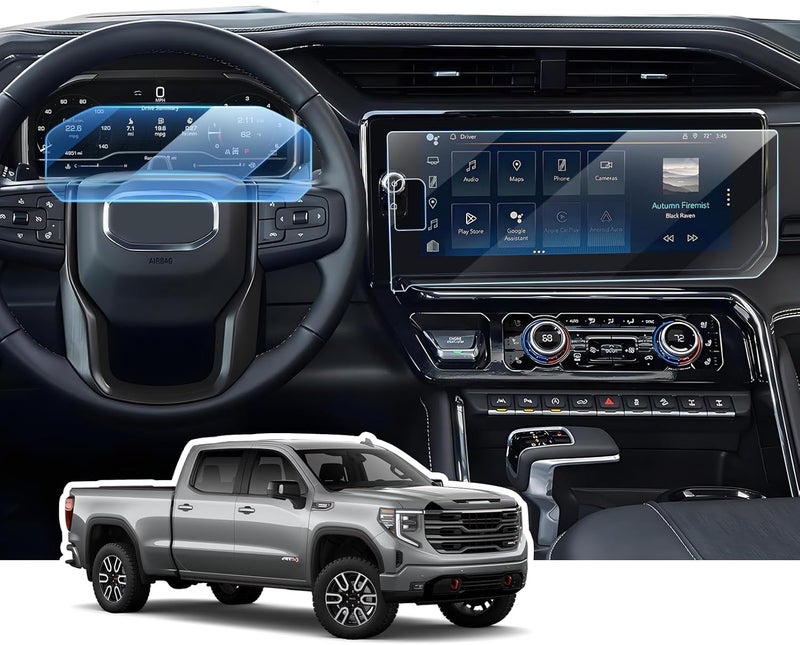 LANGBEAN Screen Protector for 2022-2025 Chevrolet Silverado 1500&GMC Sierra 1500, 12.3 Inch Dashboard + 13.4-Inch Matte Infotainment Touchscreen, 9H Tempered Glass 2024 2025 GMC Sierra 1500/2500/3500 Accessories - Image 1